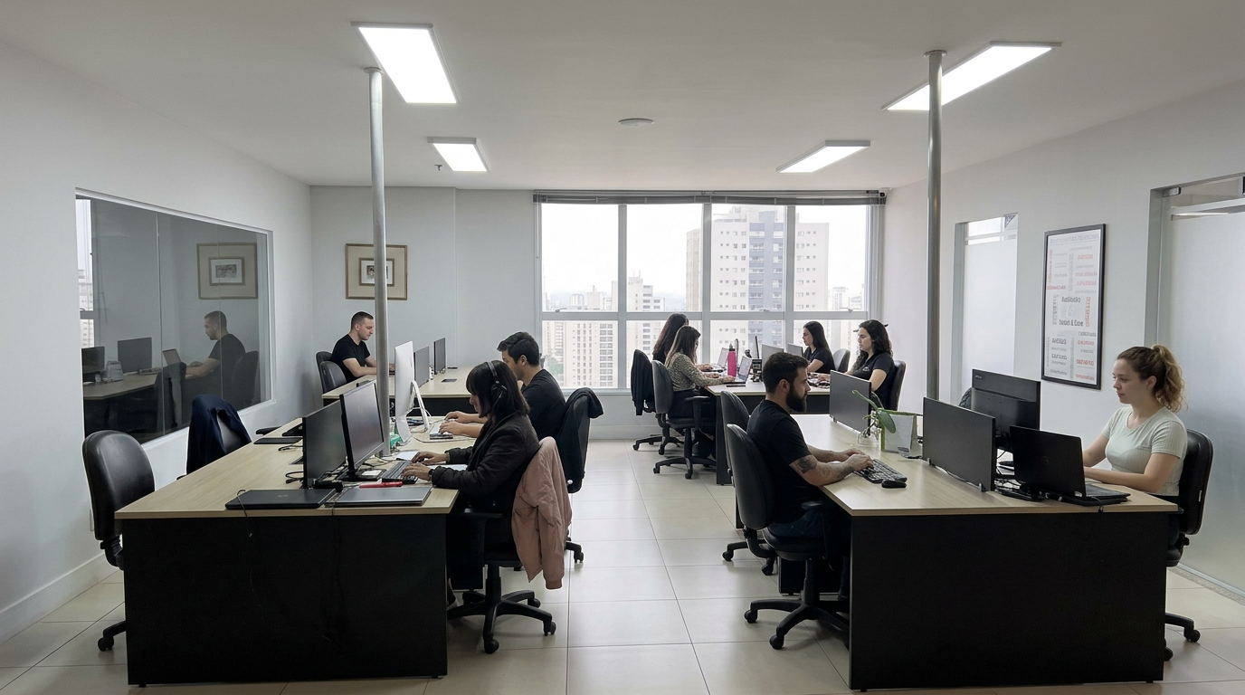 Coworking com pessoas na Top Office